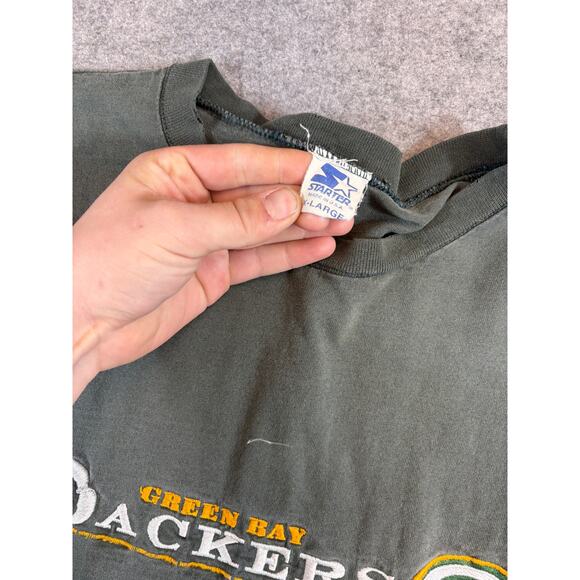 VINTAGE 90s NFL Green Bay Packers Shirt Men XL Green Football Sports Starter Tee - Picture 5 of 5